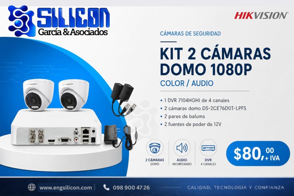 KIT 2 CÁMARAS DOMO 1080P HIKVISION
