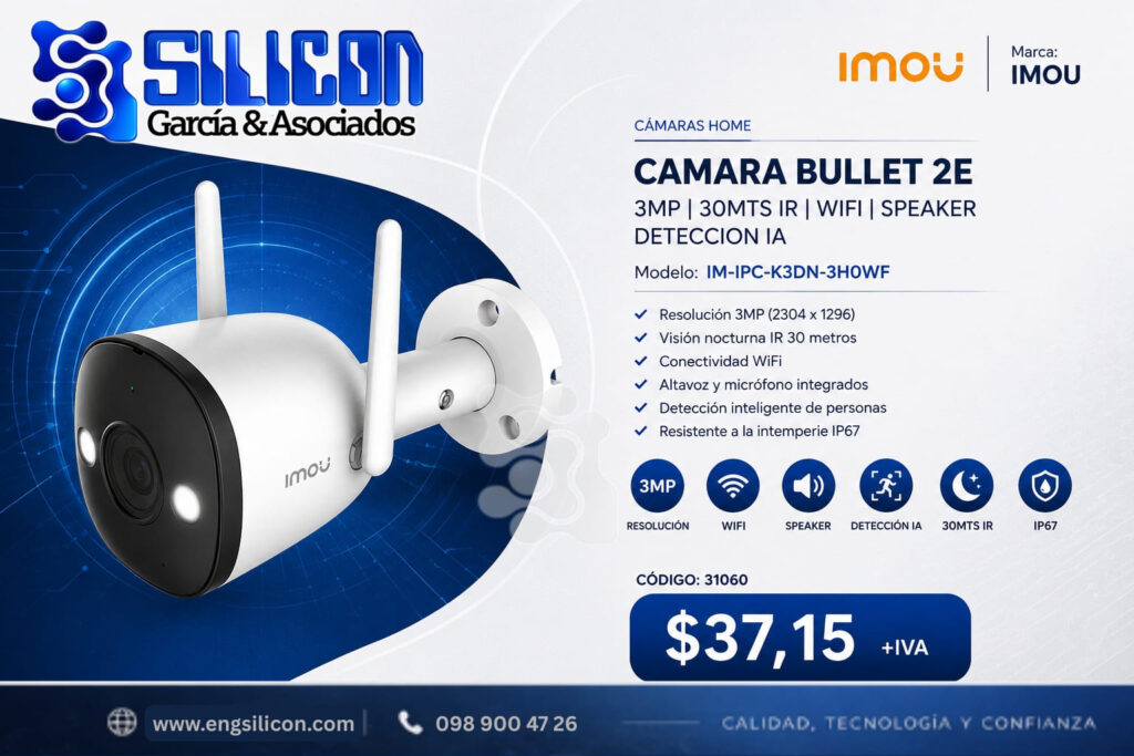Cámara bala 2E I 3MP I 30MTS IR I WIFI I SPEAKER I DETECCION IA