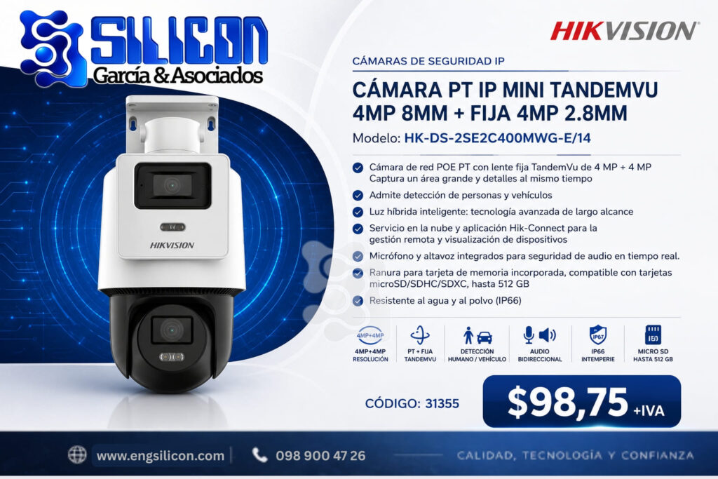 CAMARA PT IP MINI TANDEMVU 4MP 8MM+ FIJA 4MP 2.8MM