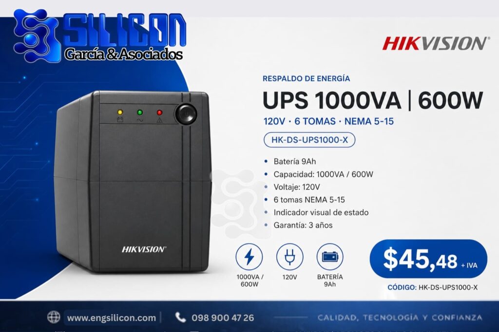 UPS 1000VA | 600 W 120V / 6 TOMAS / NEMA 5-15 | Batería 9Ah