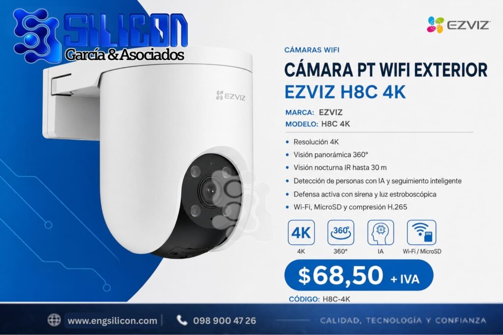 Cámara PT WIFI exterior EZVIZ H8C 4K
