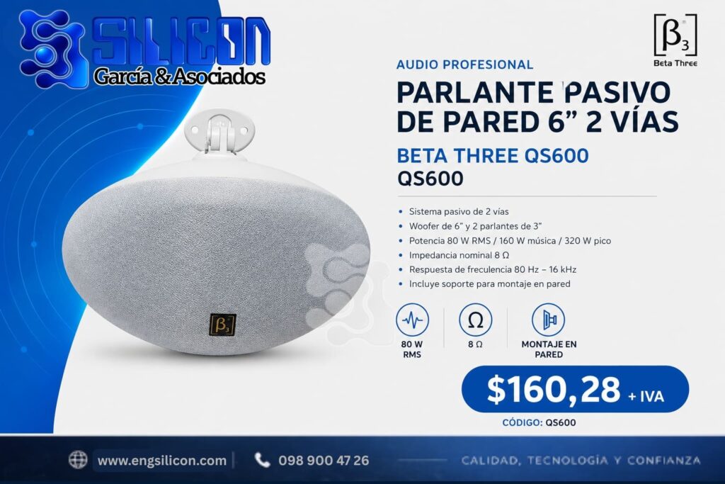 Parlante pasivo de pared Beta Three QS600 de 6″ y 2 vías
