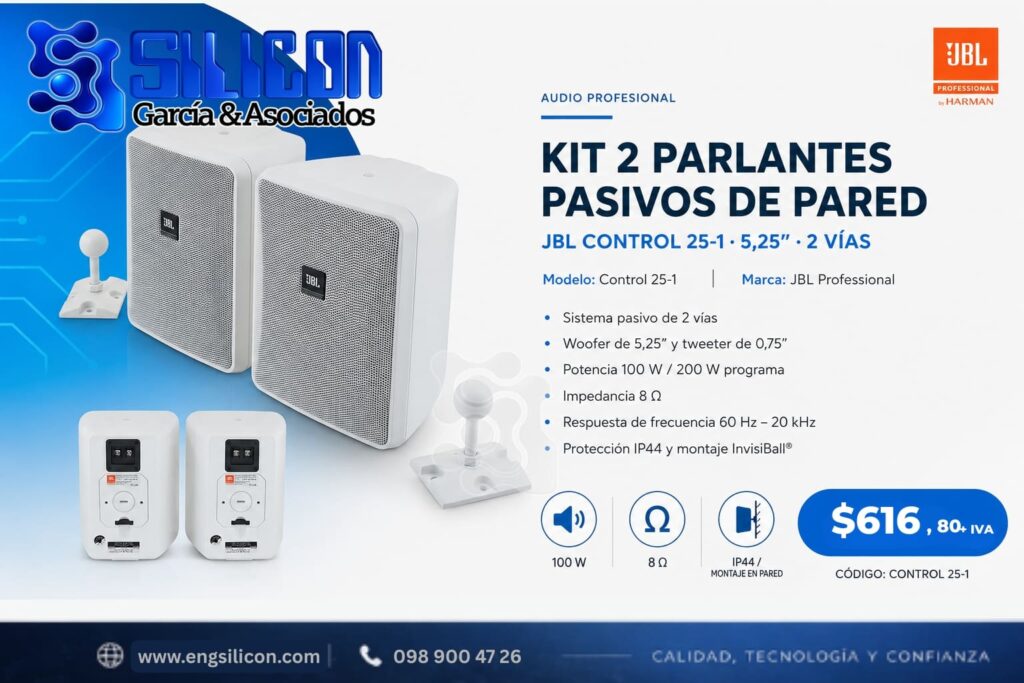 Kit 2 Parlantes pasivos de pared JBL Control 25-1 de 5,25″ y 2 vías