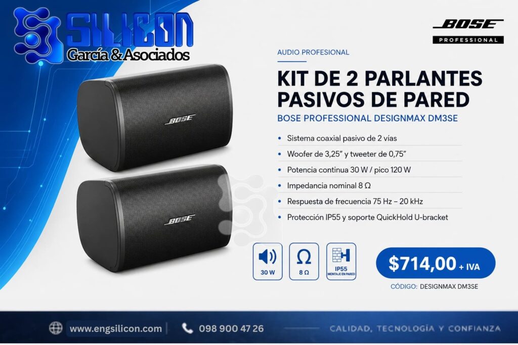 kit de 2 Parlantes pasivos de pared Bose Professional DesignMax DM3SE de 3,25″ y 2 vías