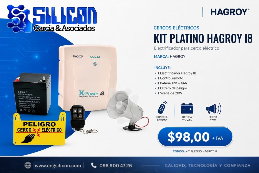 KIT PLATINO HAGROY I8 – Electrificador para cerco eléctrico
