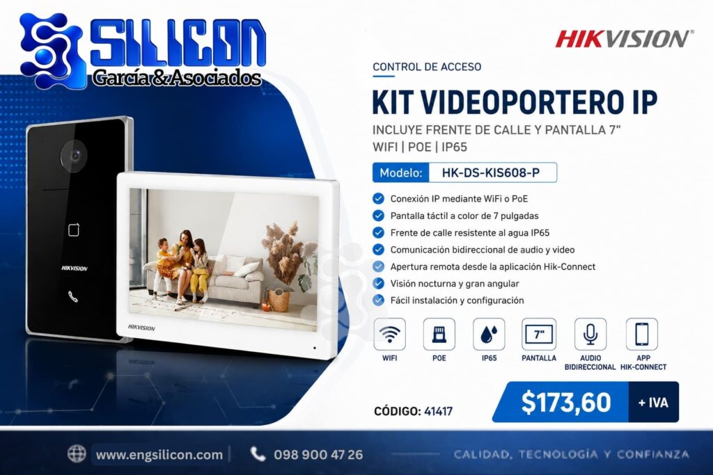 KIT VIDEOPORTERO IP | INCLUYE FRENTE DE CALLE Y PANTALLA 7” | WIFI | POE | IP65