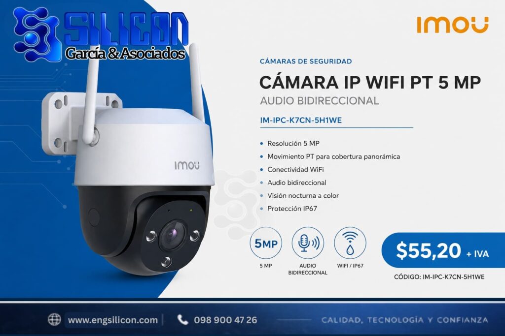 Cámara IP WiFi PT IMOU Cruiser SE+ 5 MP con audio bidireccional y visión nocturna a color